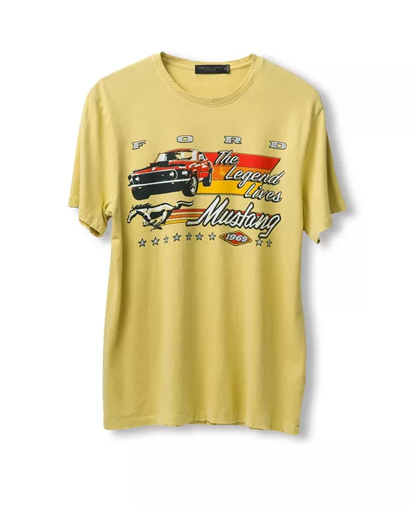 

Футболка унисекс в винтажном стиле "Легенда о Мустанге жива" Junk Food Clothing, желтый