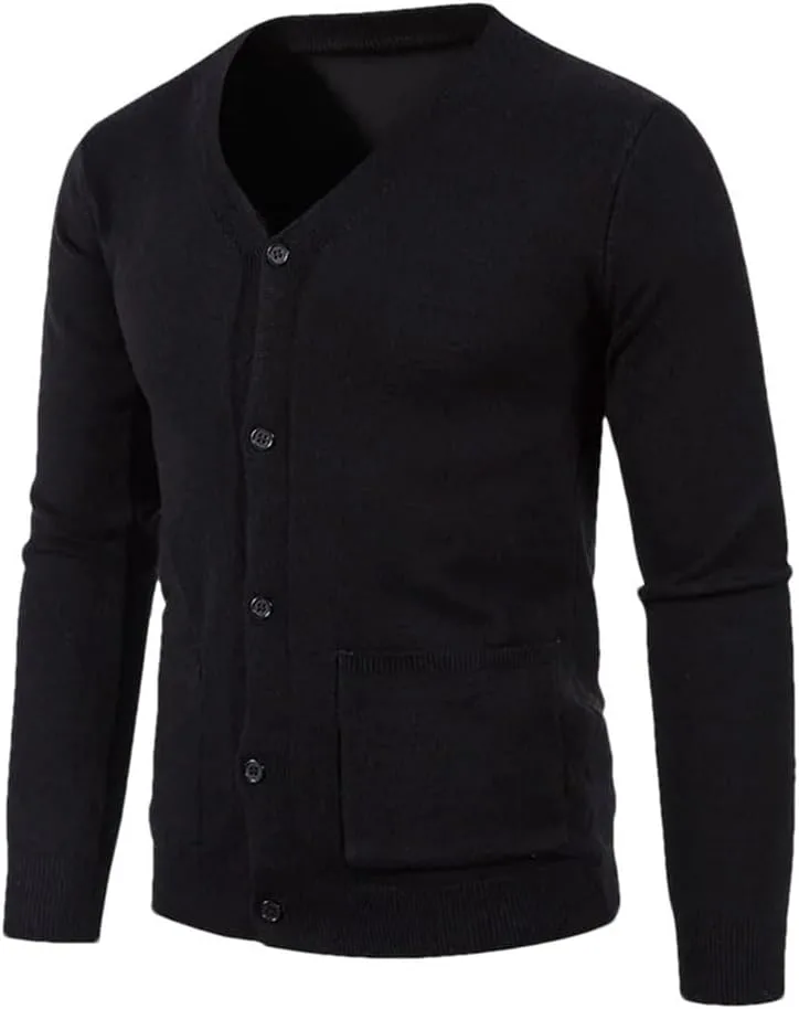 

Мужской кардиган с V-образным вырезом и карманами