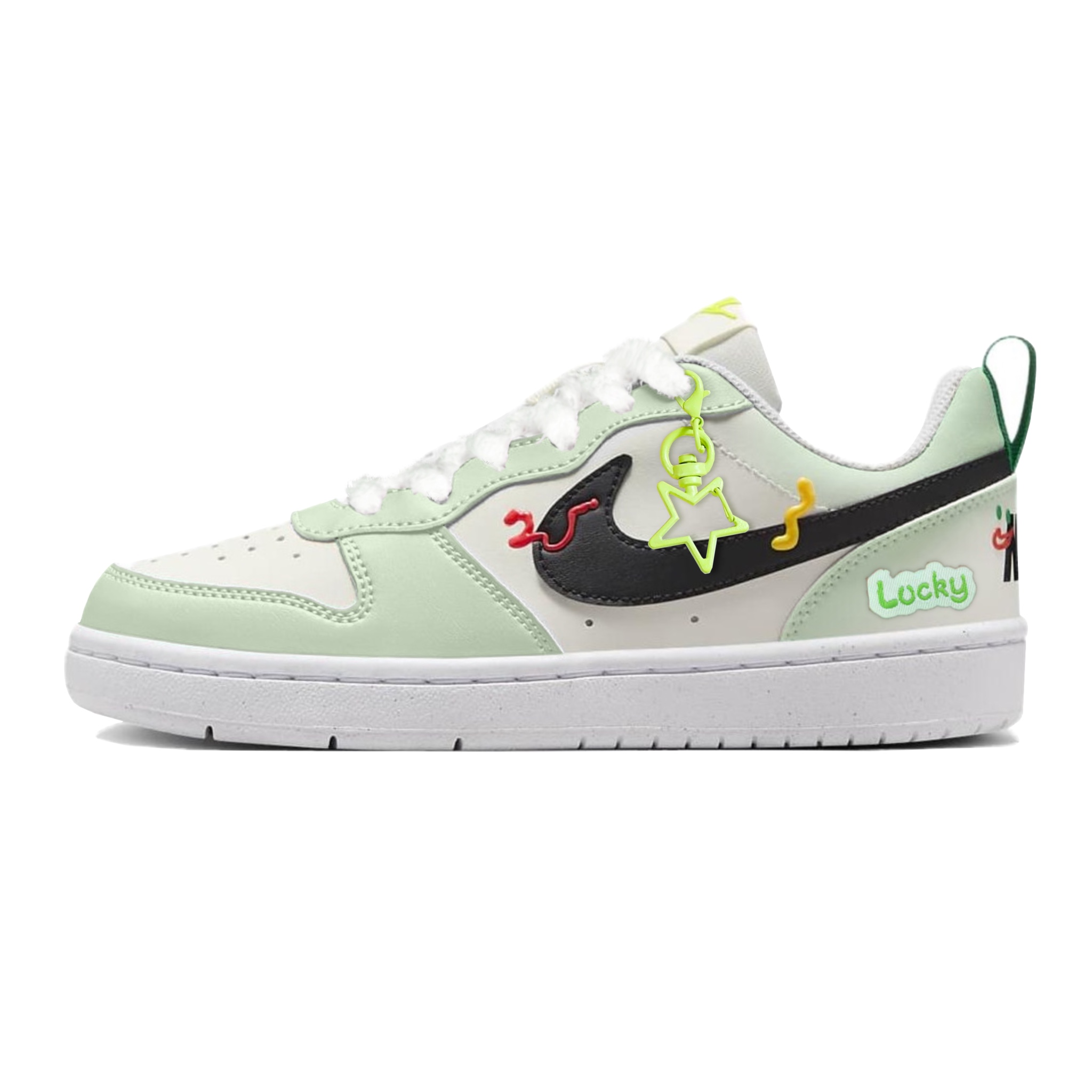 

Nike Детские кроссовки для скейтбординга Court Borough Honey Star с нескользящей подошвой, износостойкие, белые, зеленые, подростковые