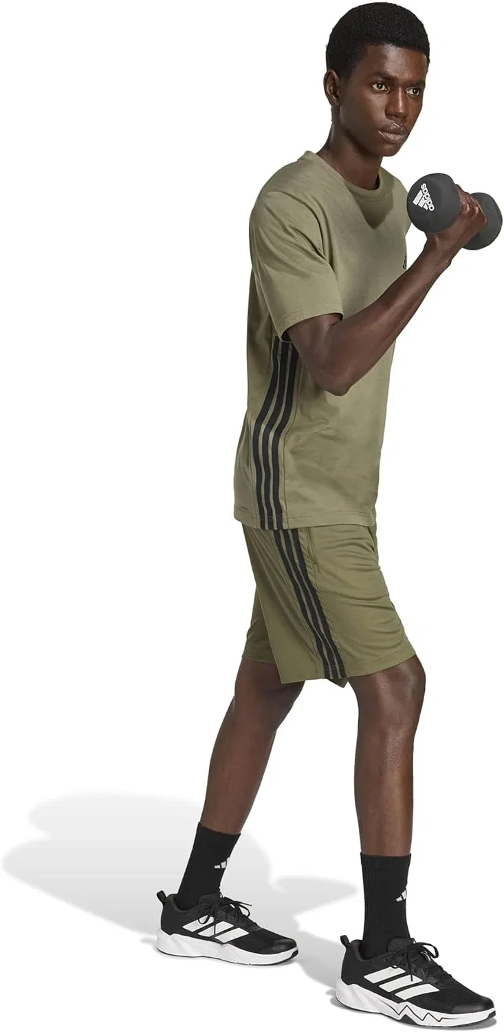Шорты для тренировок 3-полосные adidas, оливково-черный — фото 2