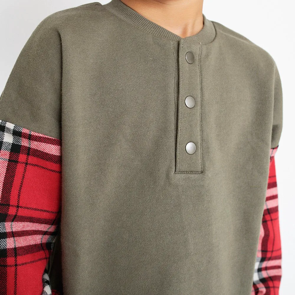 Клетчатая толстовка из смешанных материалов Branshes, Khaki green — фото 4