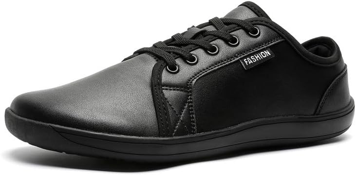 

Мужские повседневные кожаные кроссовки XOEKD на шнуровке с мягкой поверхностью, легкие, дышащие, с широким носком, нескользящей мягкой подошвой и нулевым перепадом высоты подошвы. Подходят для ходьбы, работы, поездок на работу и в офис, черный