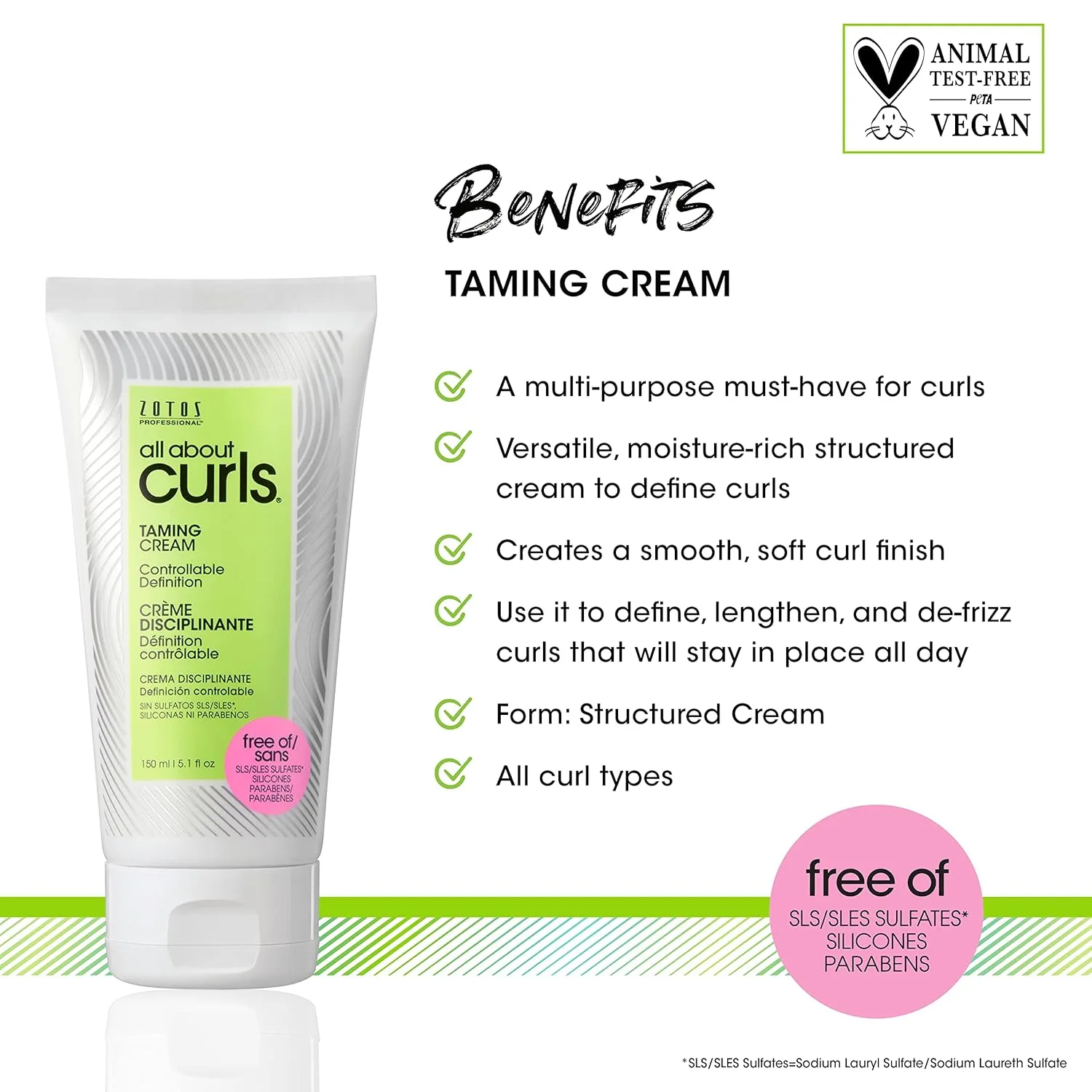 ALL ABOUT CURLS Крем для выпрямления и укладки кудрявых волос, увлажняет, определяет и улучшает текстуру, уменьшает пушистость и усиливает блеск, Vegan & Cruelty Free, без сульфатов и парабенов 151/222 мл (2 шт.) — фото 2