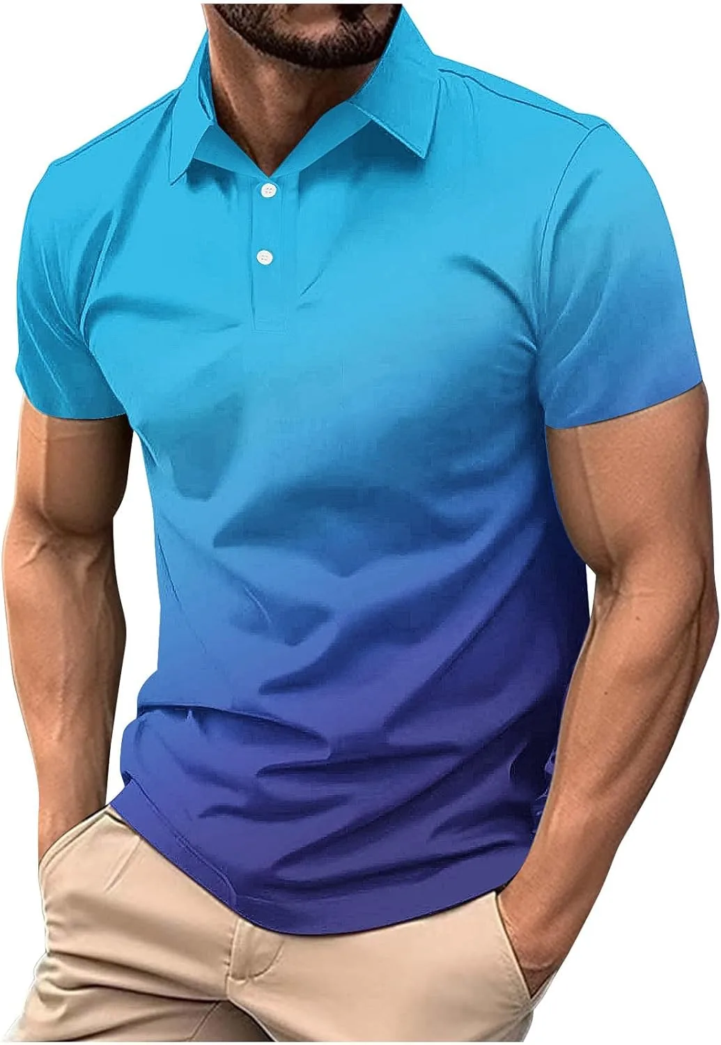 

Мужская классическая рубашка с коротким рукавом и градиентным цветом