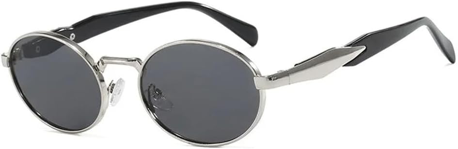 

Ретро круглые металлические солнцезащитные очки для женщин и мужчин, модные солнцезащитные очки с леопардовым принтом, стильные очки с защитой от УФ-излучения UV400 HYYZZC, Silver Gray