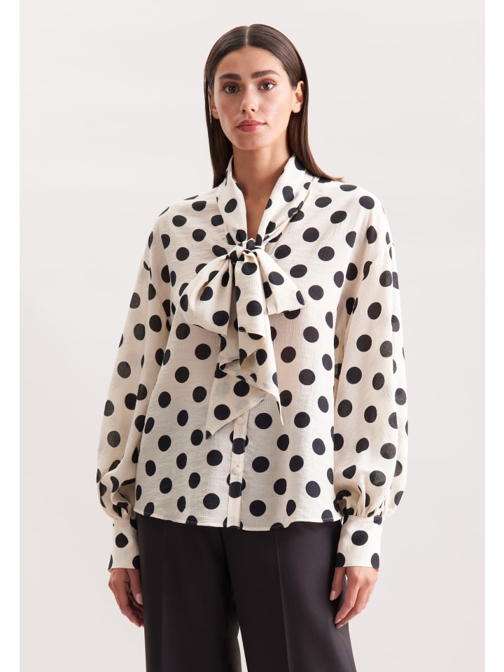 

Блузка свободного кроя с рюшами цвета экрю Seidensticker