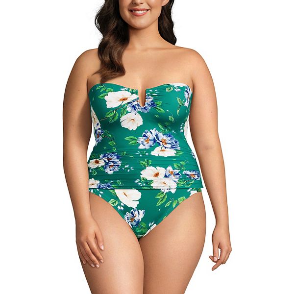 

Plus size U-образный многовариантный топ для купальника Lands' End, Emerald Petunia