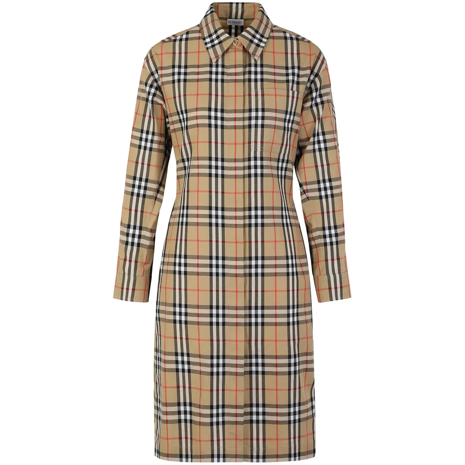 Платье миди Burberry, клетка, бежевое