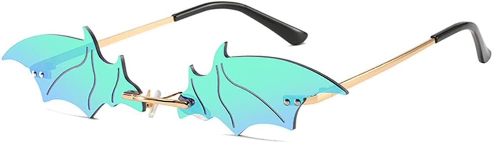 

Солнцезащитные очки LASPOR в стиле ретро без оправы для женщин и мужчин, маленькие, винтажные, в форме летучей мыши, с металлической оправой, защита UV400, Mirrored Green