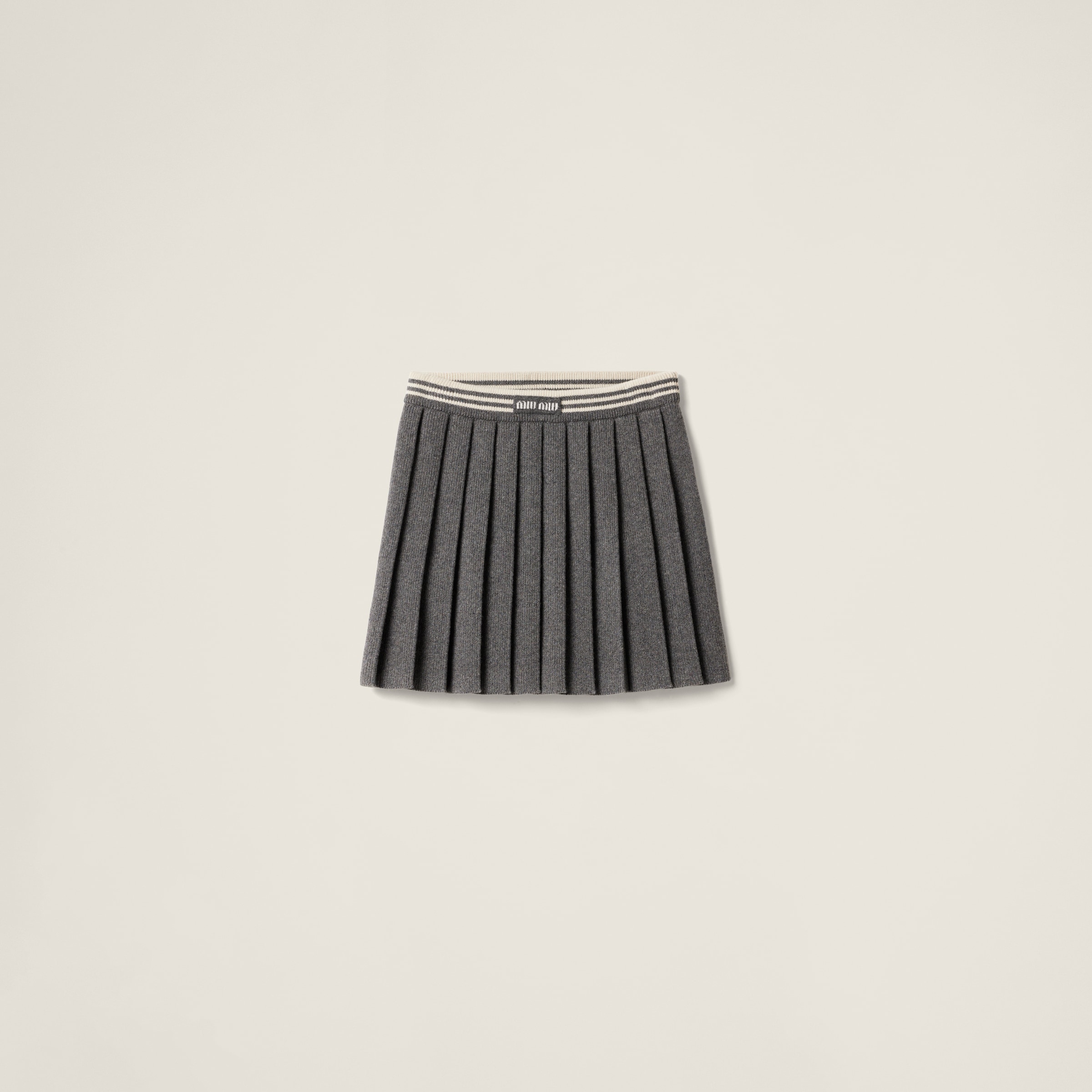 

Юбка из шерсти и кашемира MIU MIU, сланцево-серый