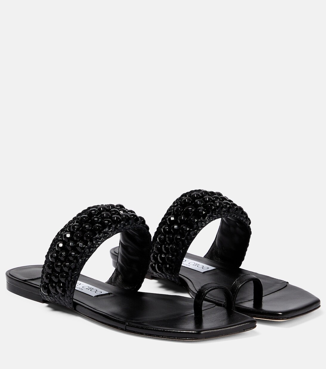 Сандалии Amoure Flat из рафии с украшением Jimmy Choo, черный