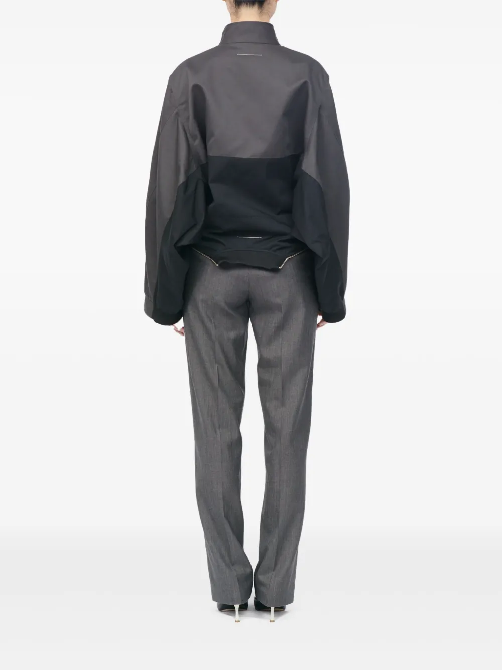 Куртка в стиле колор-блок на молнии Mm6 Maison Margiela, серый — фото 4