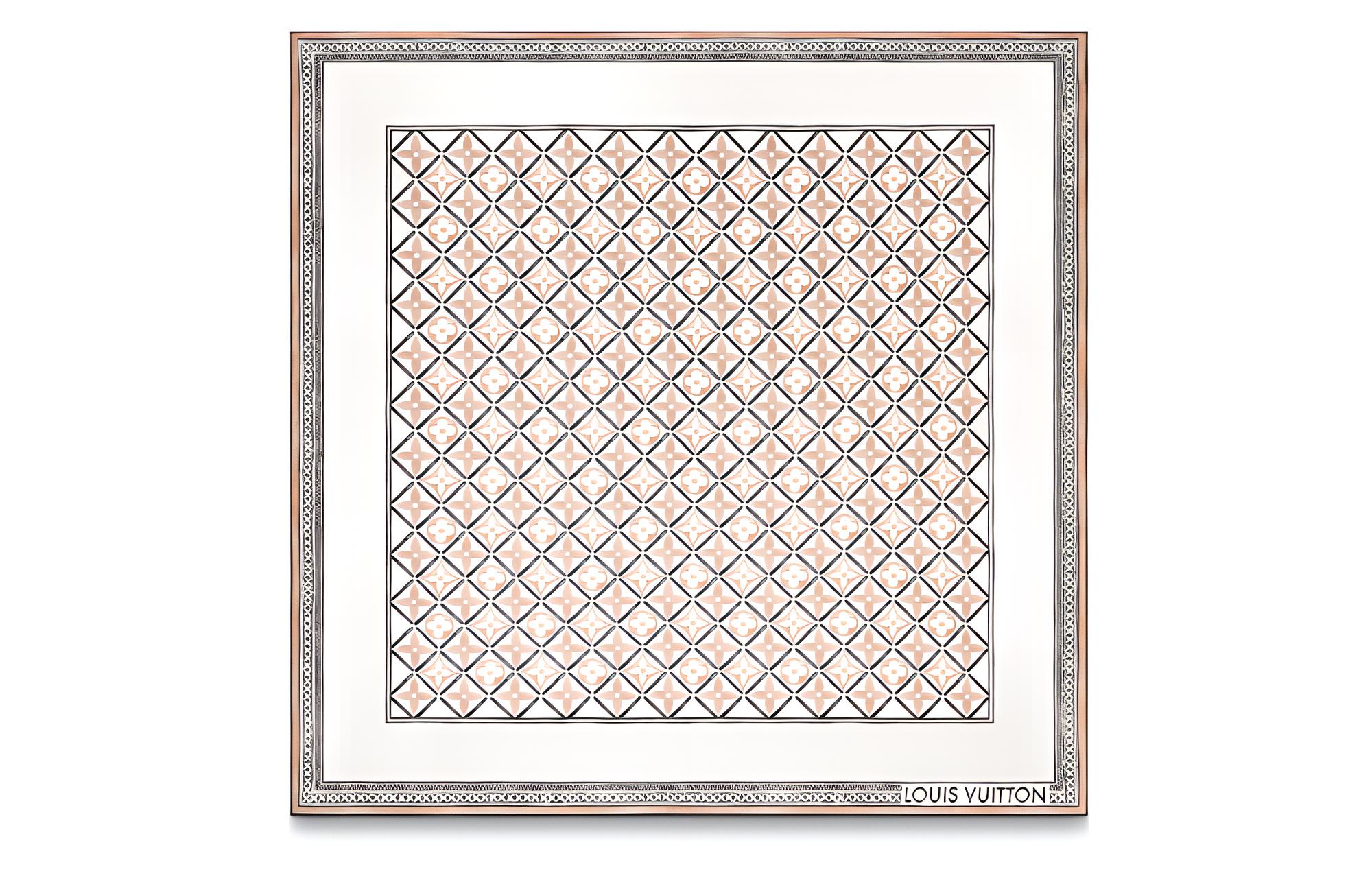 

Женский шелковый шарф с монограммой и цветочным узором цвета экрю LOUIS VUITTON, Ecru