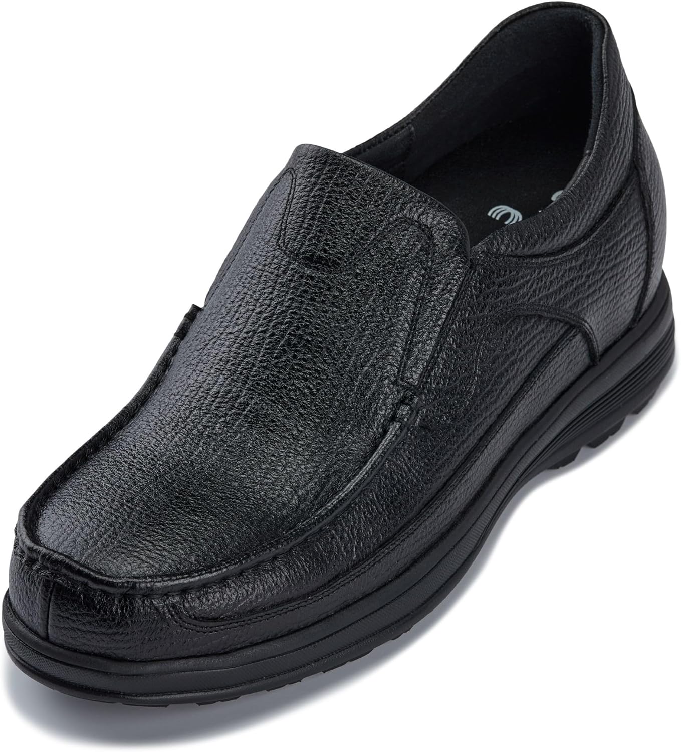 

Мужские невидимые обувные вставки для увеличения роста CALTO - темно-коричневые премиальные кожаные слипоны, легкие повседневные лоферы - 8 см в высоту - G1823 - размер 8 D(M) US