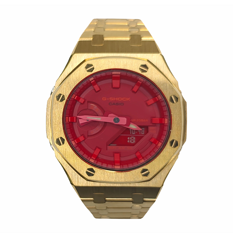 

CASIO Часы Men Liquid Crystal/Analog Dual Display Series Red Watch, All Gold Coral Red
