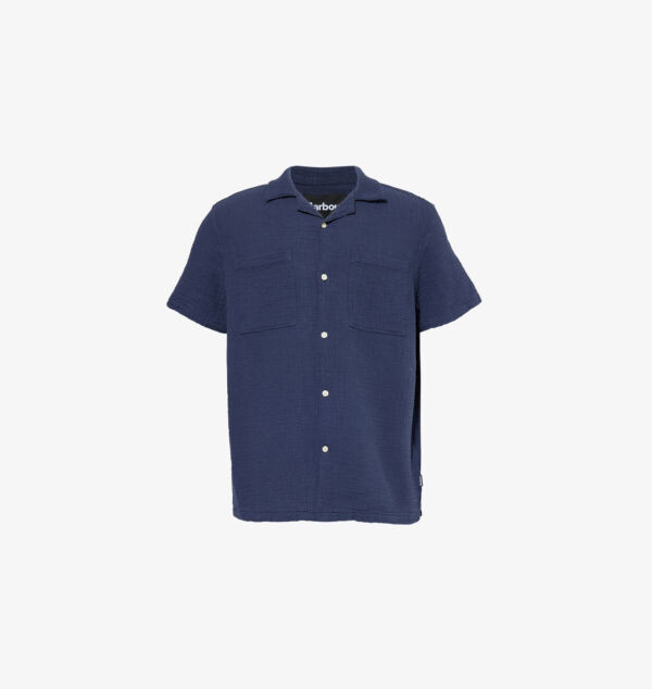 

Рубашка из хлопка с накладным карманом и воротником Camp-Collar Barbour, индиго