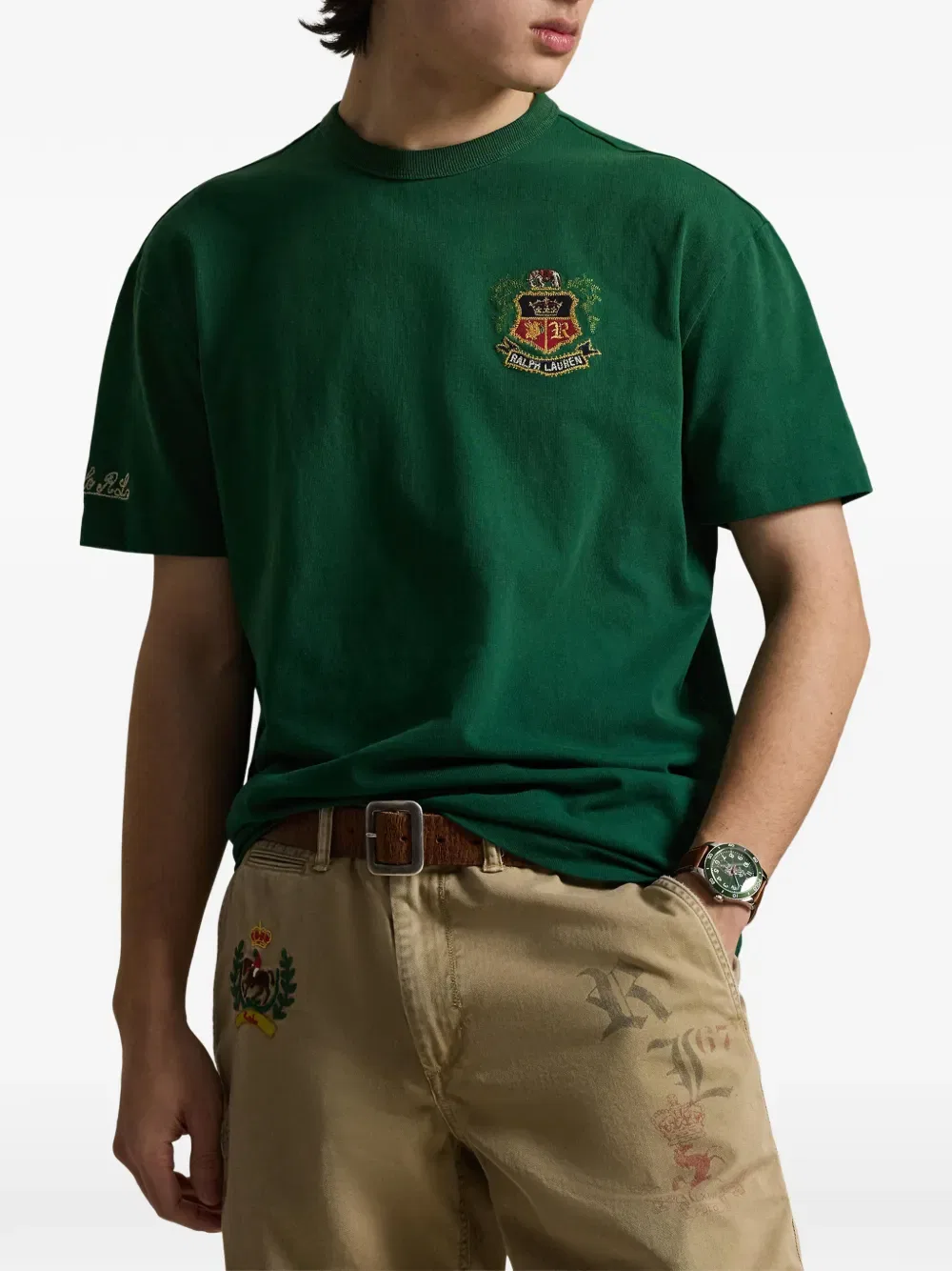 Футболка с эмблемой и деталями Polo Ralph Lauren, зеленый — фото 3