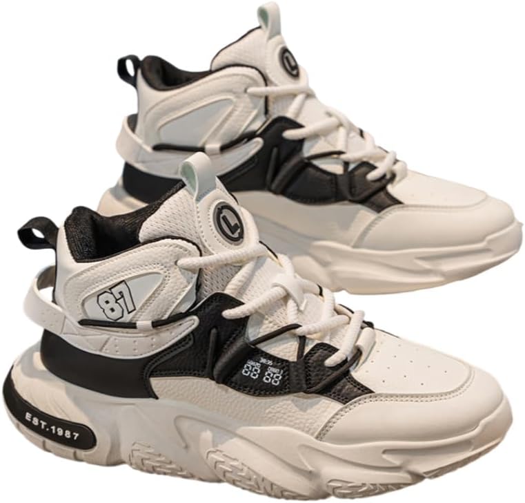 

Мужские модные беговые кроссовки с высокой подошвой и толстой подошвой - удобные, дышащие, с мягкой внутренней подкладкой, противоскользящей и прочной подошвой Clolinde, белый/черный