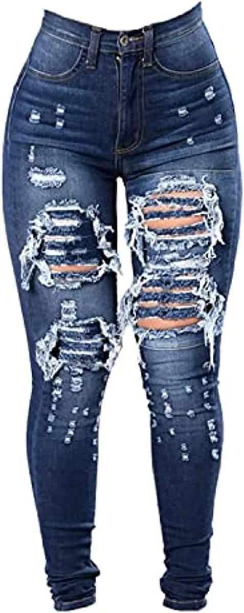 

Maiyifu-GJ женские джинсы slim fit с высокой посадкой и рваными деталями