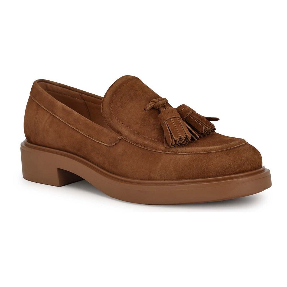 

Женские повседневные лоферы без шнуровки с круглым носком Nine West Roker, цвет Cognac Suede