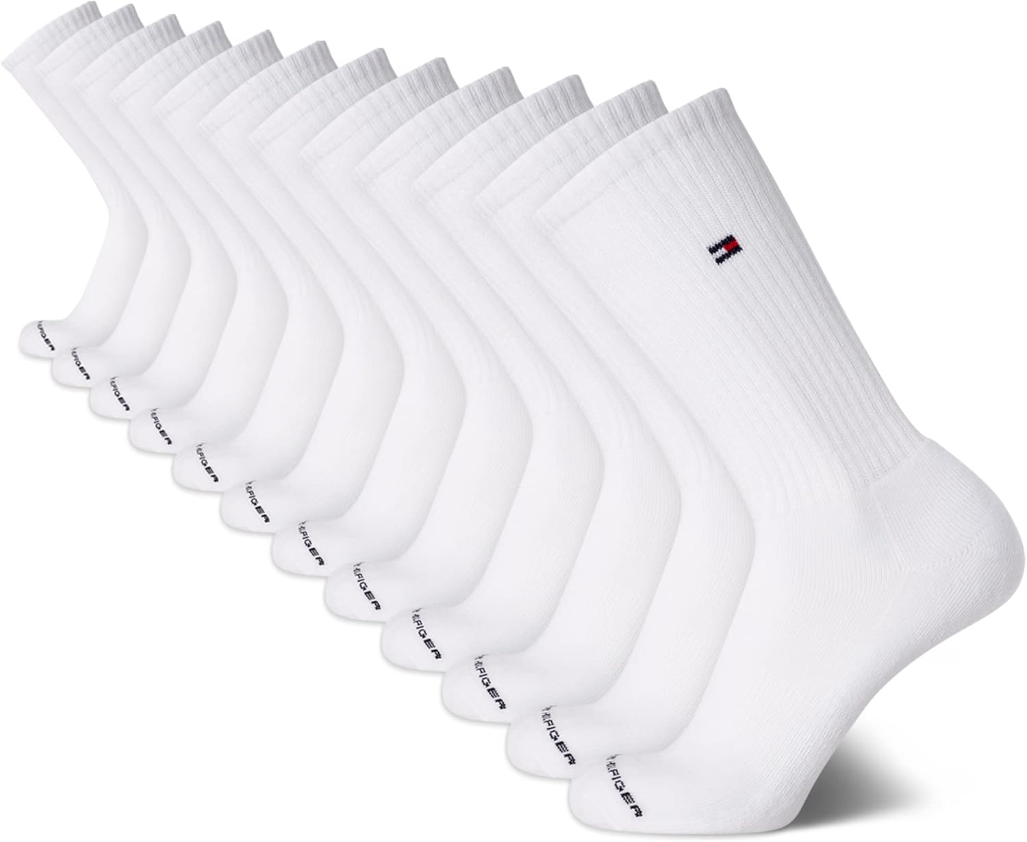 

Мужские носки Tommy Hilfiger Crew Socks - 12 пар носков из хлопковой смеси Performance Cushion Crew Socks - дышащие спортивные носки для мужчин, White Flag