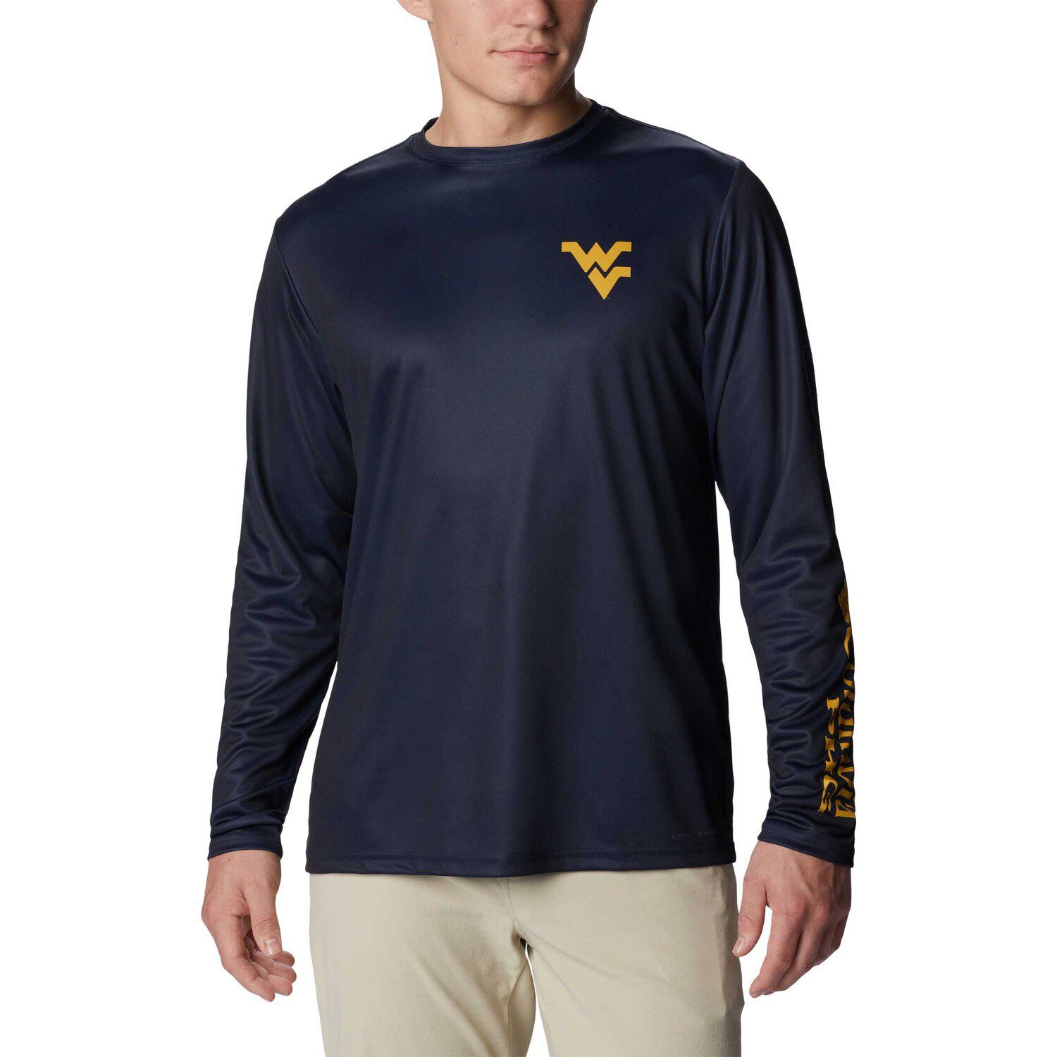 

Мужская футболка Columbia Navy West Virginia Mountaineers Terminal Shot Omni-Shade Omni-Wick с длинным рукавом