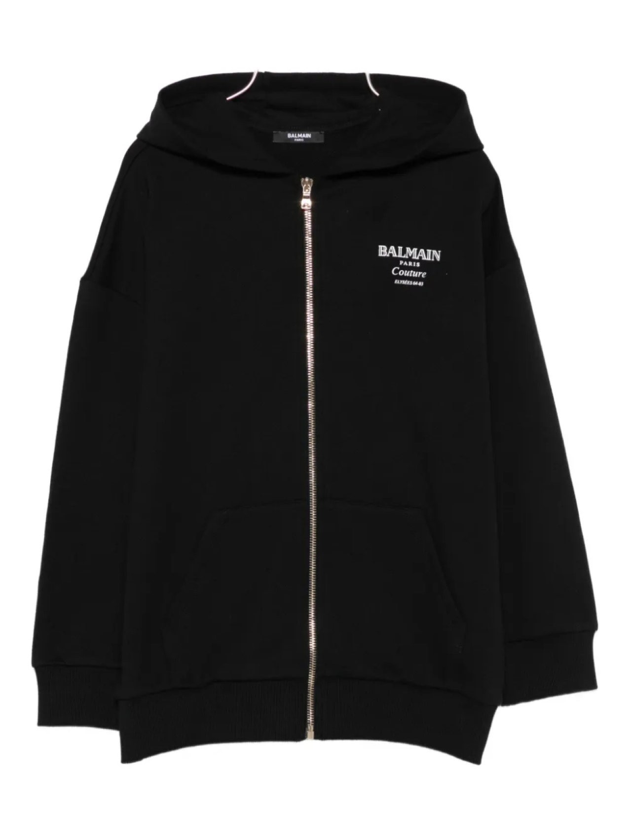 

Толстовка с капюшоном на молнии с логотипом Balmain Kids, черный