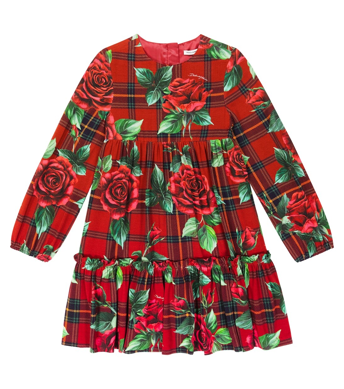 

Платье в клетку с цветочным принтом Dolce&Gabbana Kids, красный