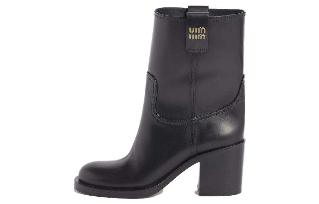 MIU MIU Черные женские ботинки на каблуке 7,5 см