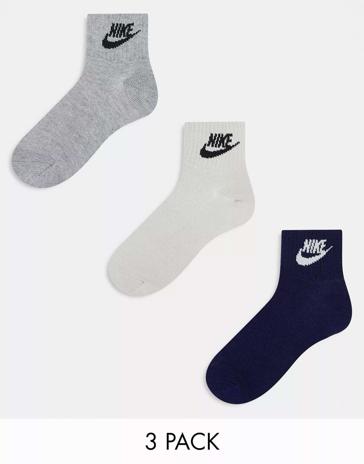 

Три пары носков Nike бежево-серо-темно-синего цвета