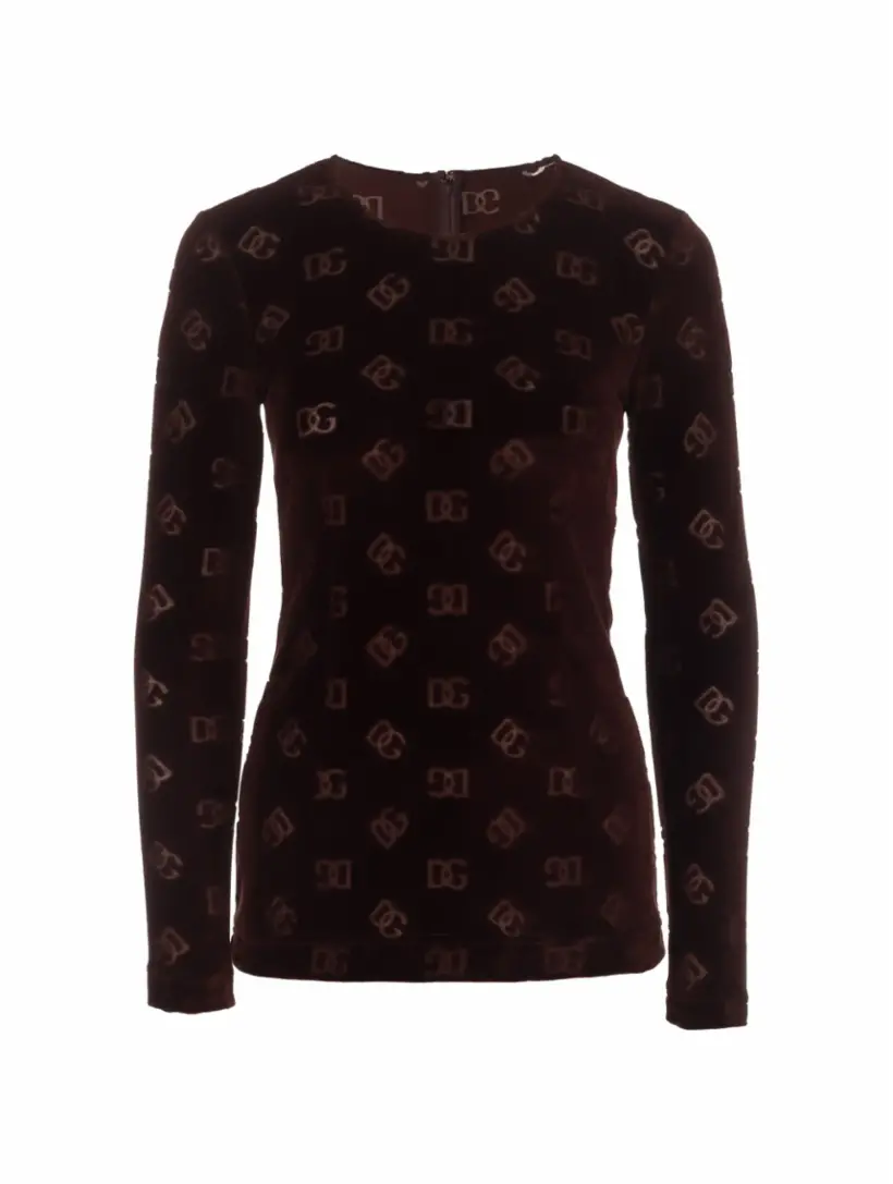 

Бархатный топ с монограммой Dolce&Gabbana, коричневый