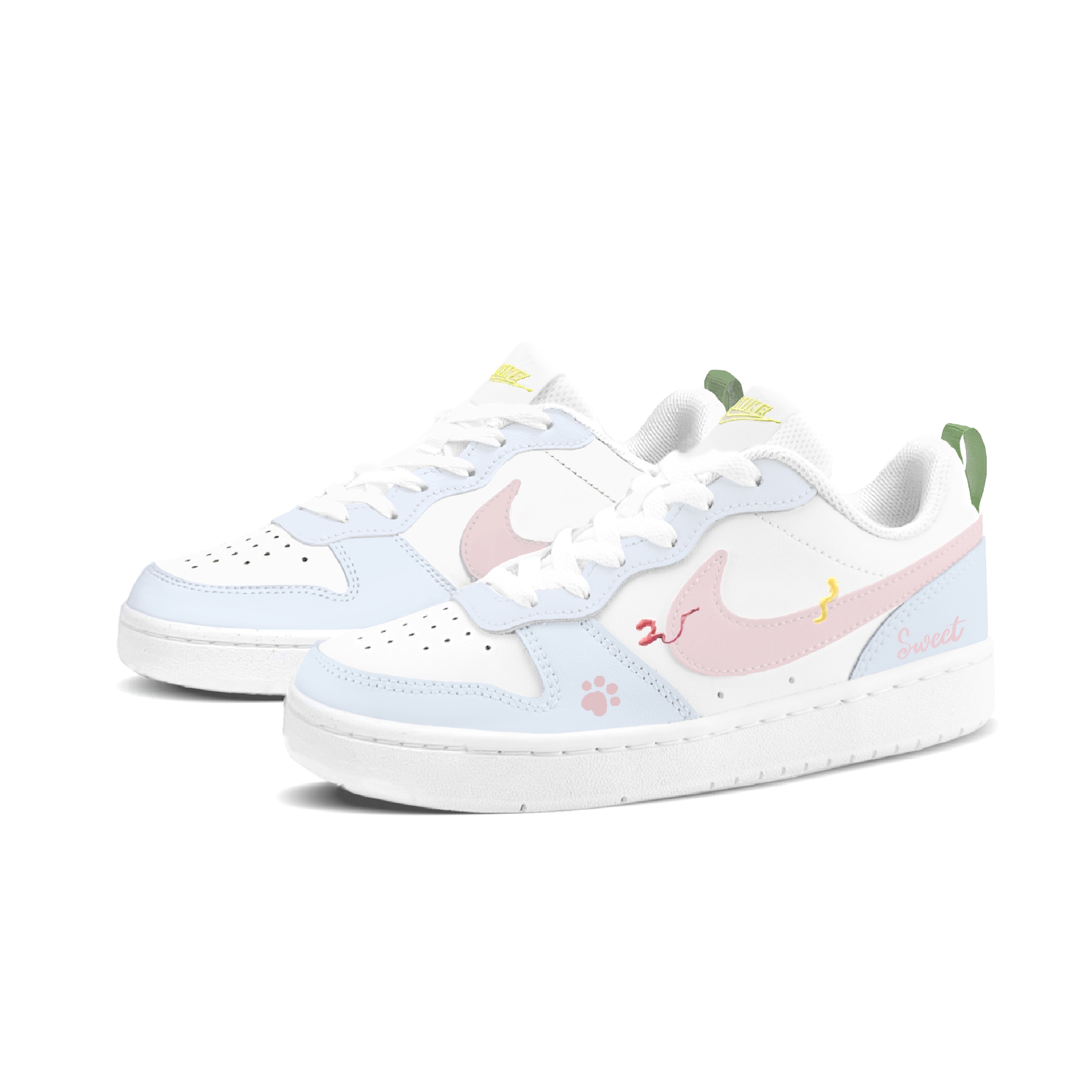 Nike Детские кроссовки для скейтбординга Court Borough Blue Bubbles с противоскользящим покрытием, износостойкие, низкие, синие, розовые, для подростков — фото 3