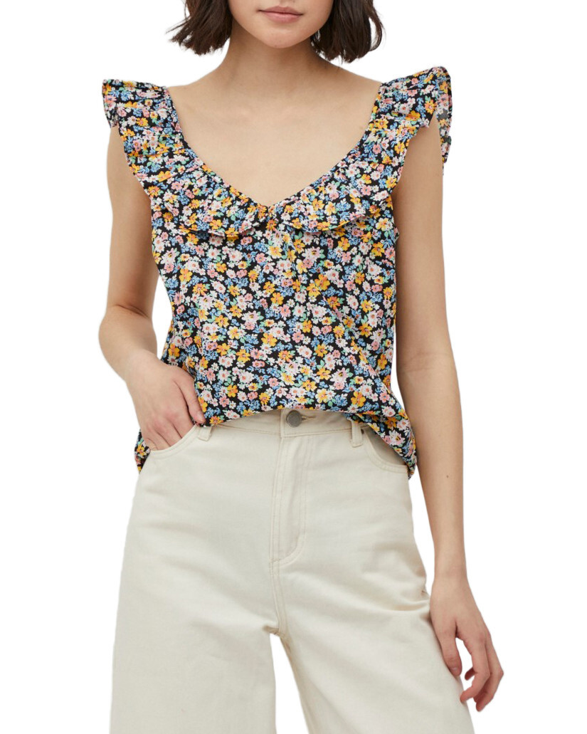 

Топ женский VILA с оборками с цветочным принтом, мультиколор