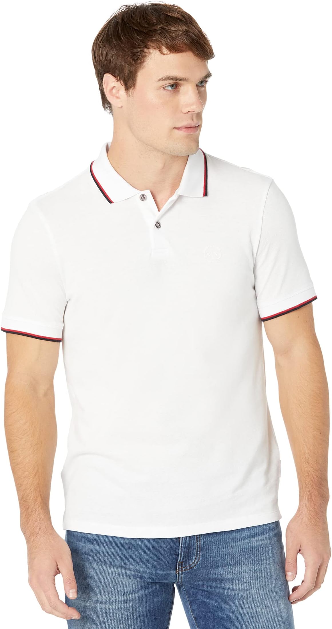 

Рубашка-поло Slim Fit Pique Logo Polo Armani Exchange, белый