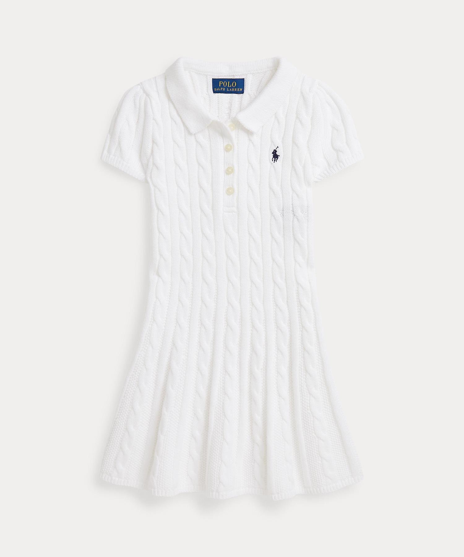 (Девочки, 2-6 лет) Хлопковое платье-поло крупной вязки Polo Ralph Lauren, 100 White