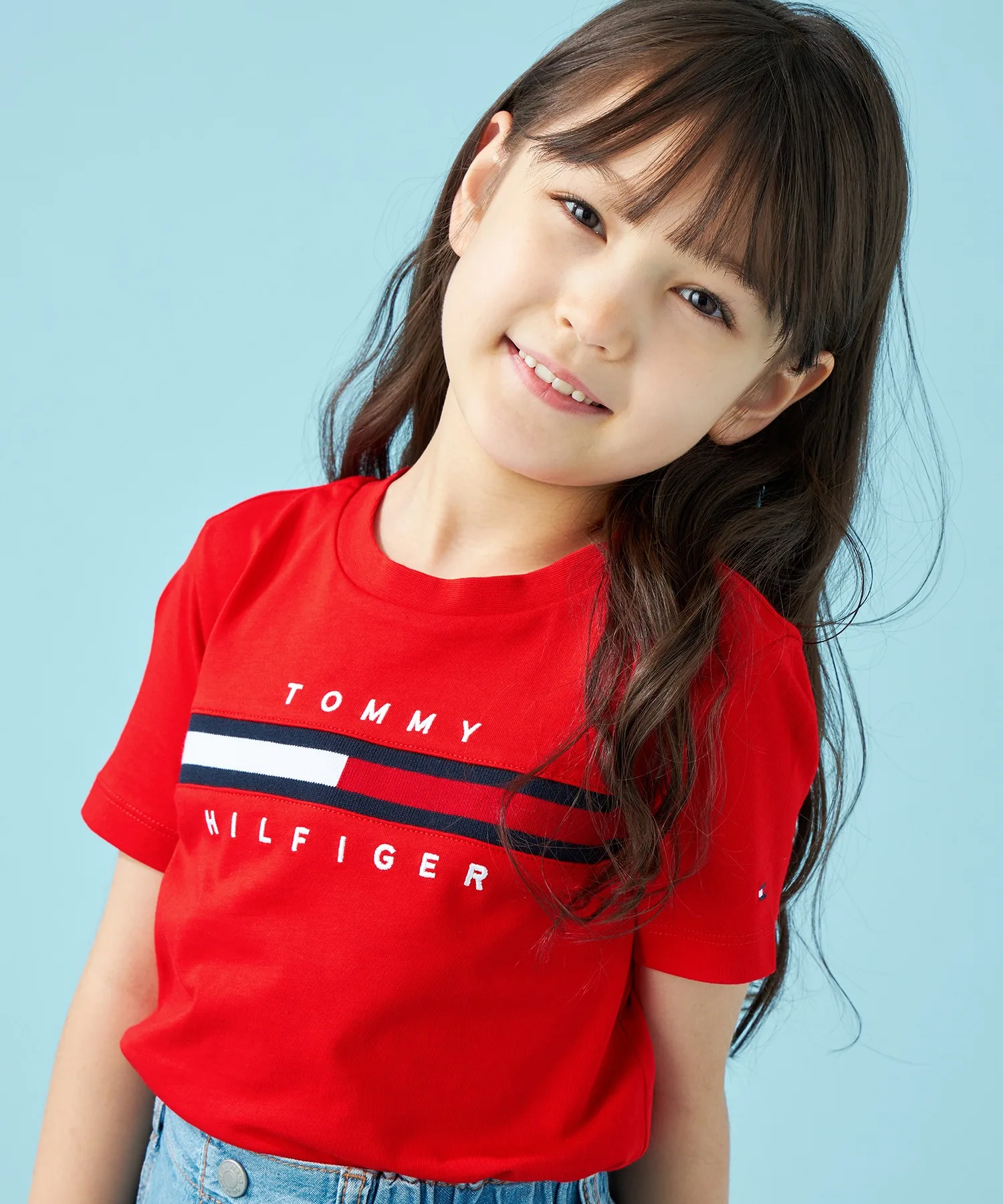 Детская футболка Tommy Hilfiger с флагом, хлопковая, красная