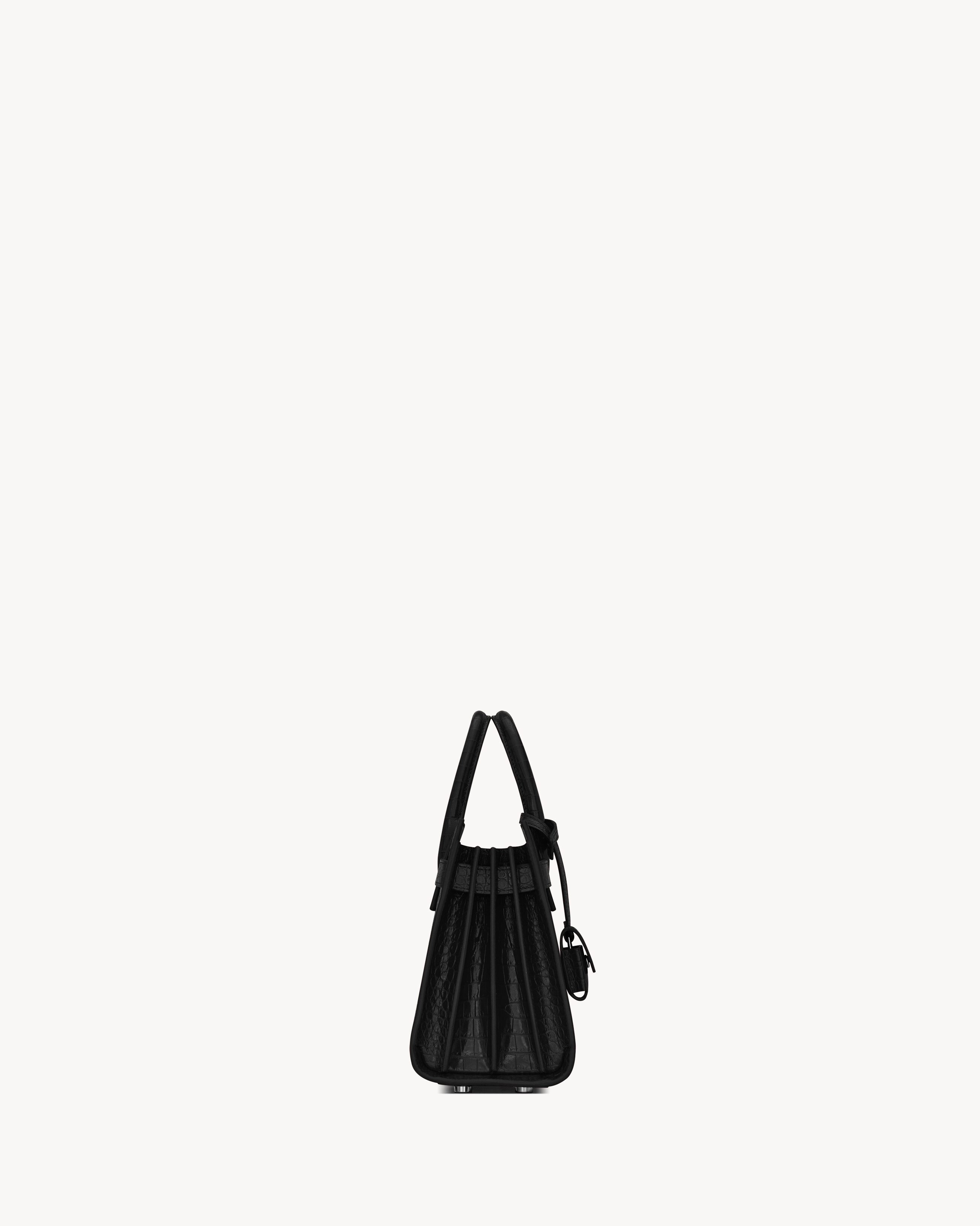 Сумка Sac de Jour из кожи с тиснением под крокодила - нано Saint Laurent, черный — фото 4