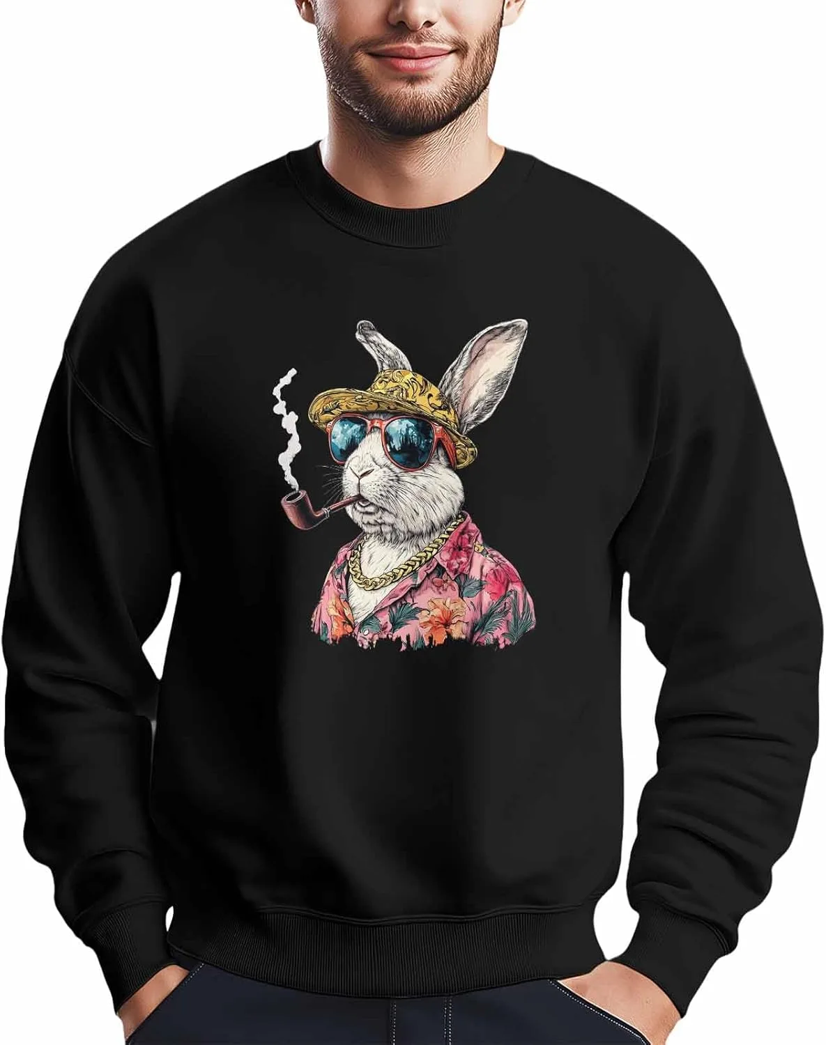 

Мужской свитшот с принтом Weird Rabbit в шляпе Winvebermior