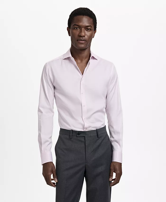 

Мужская хлопковая рубашка Slim-Fit Mango, розовый