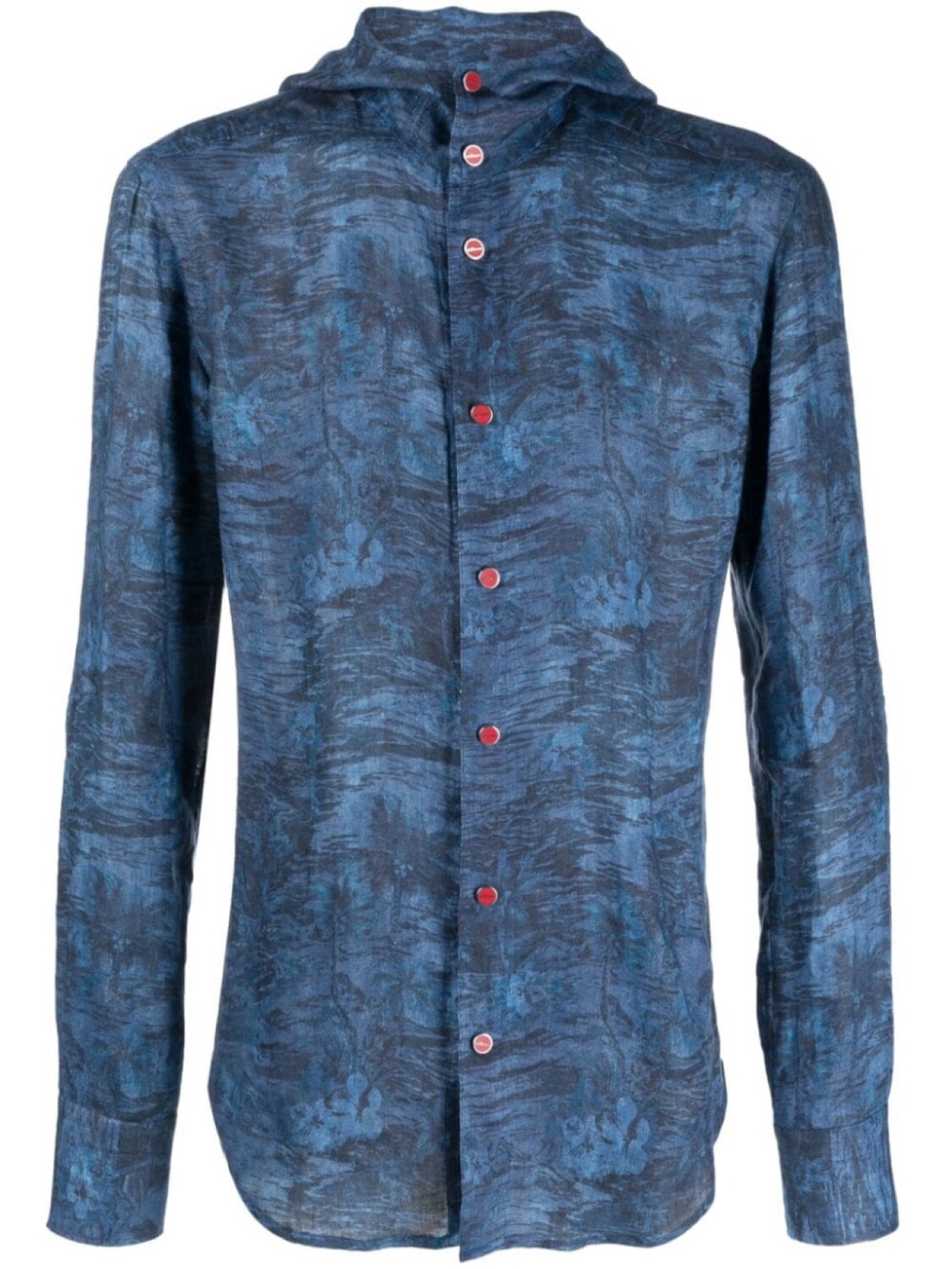 

Kiton рубашка с капюшоном и принтом, синий