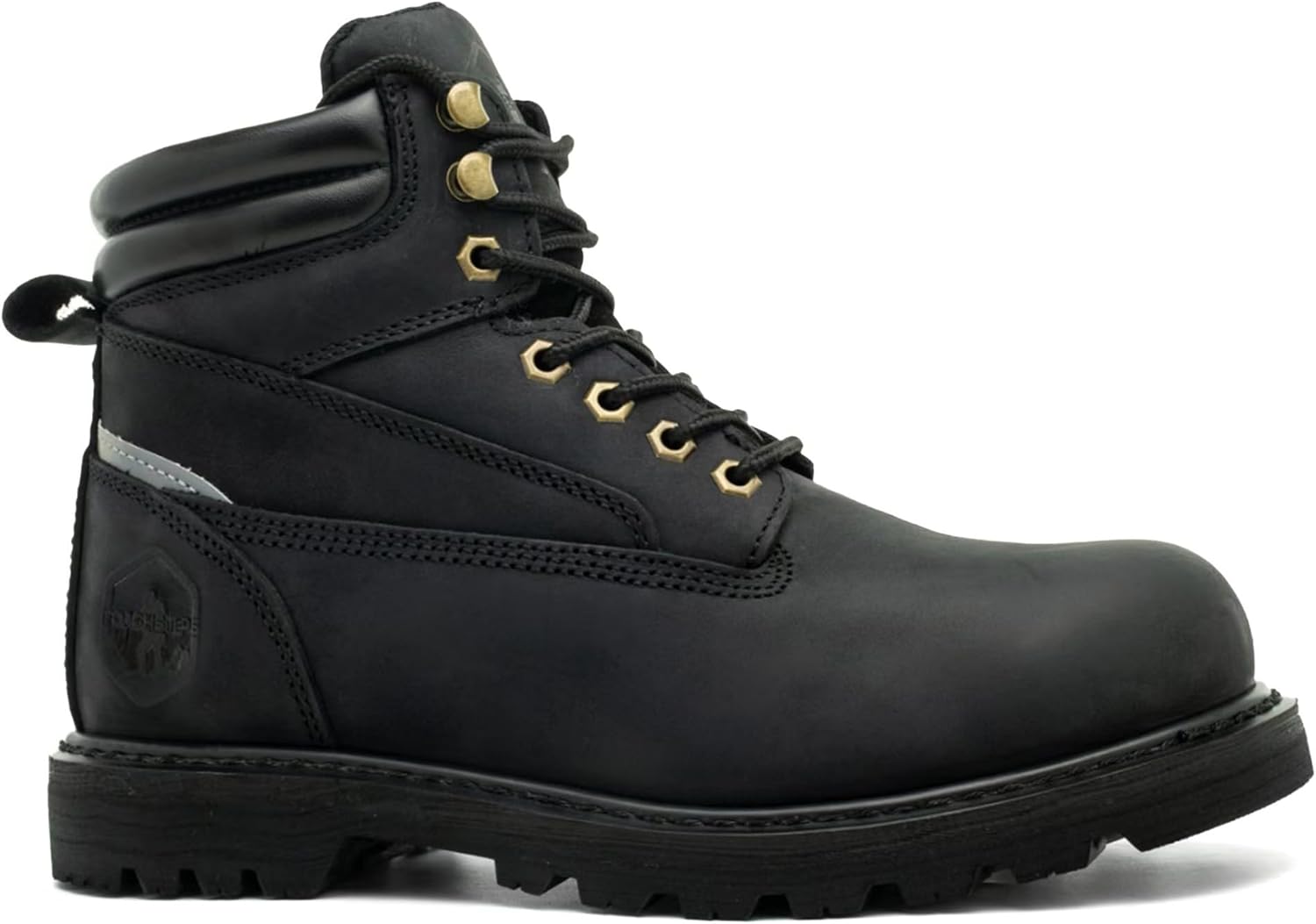 

Мужские ботинки с мягким носком 6 с комфортной кожей, противоскользящие, утепленные резиновые защитные стойкие промышленные и строительные ботинки Toughsteps, черный