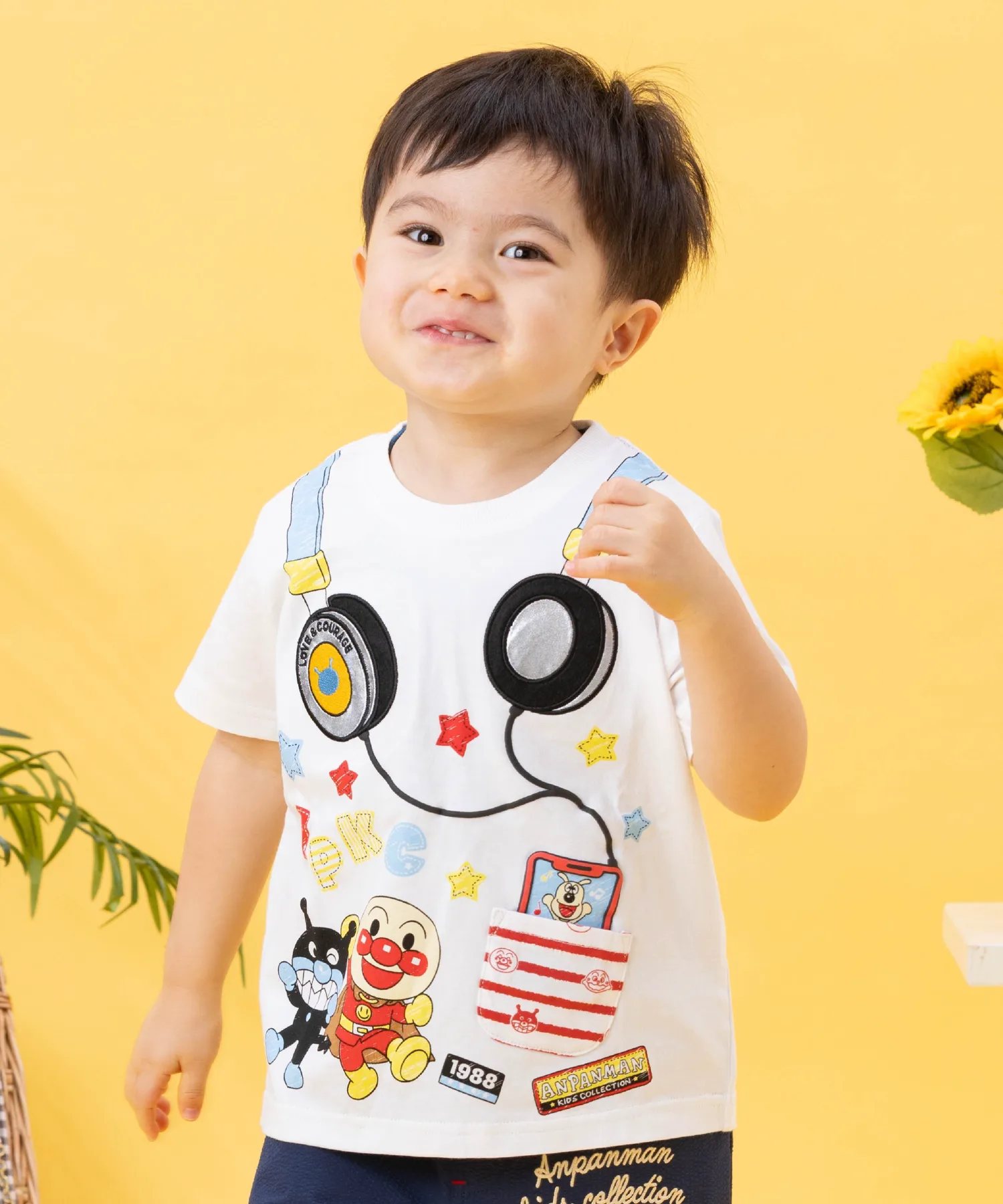 Футболка с коротким рукавом и аппликацией в виде наушников Anpanman Kids Collection, цвет Off-White — фото 2