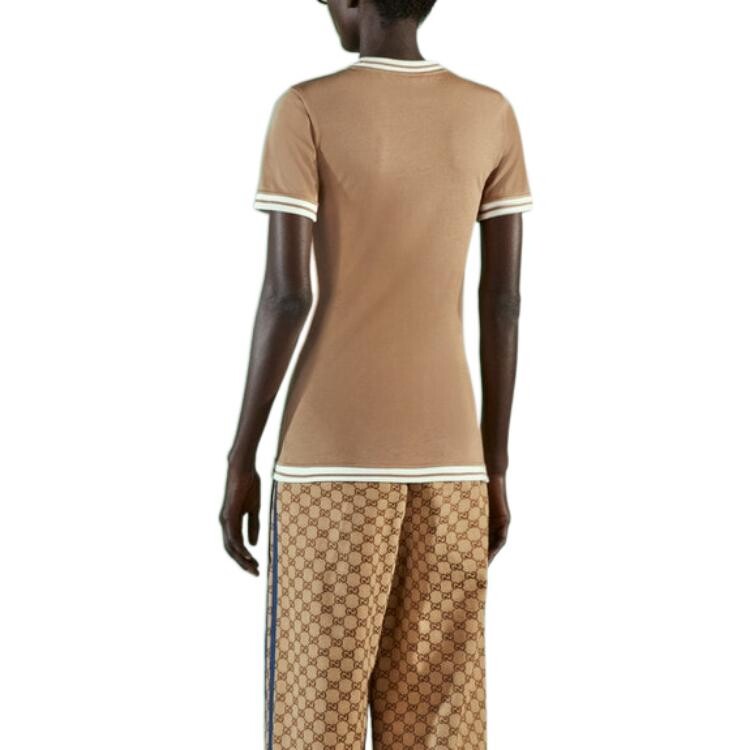Футболка женская Adidas x Gucci, бежевый / белый — фото 4