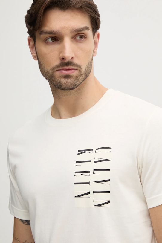 

Хлопковая футболка Calvin Klein Jeans, бежевый
