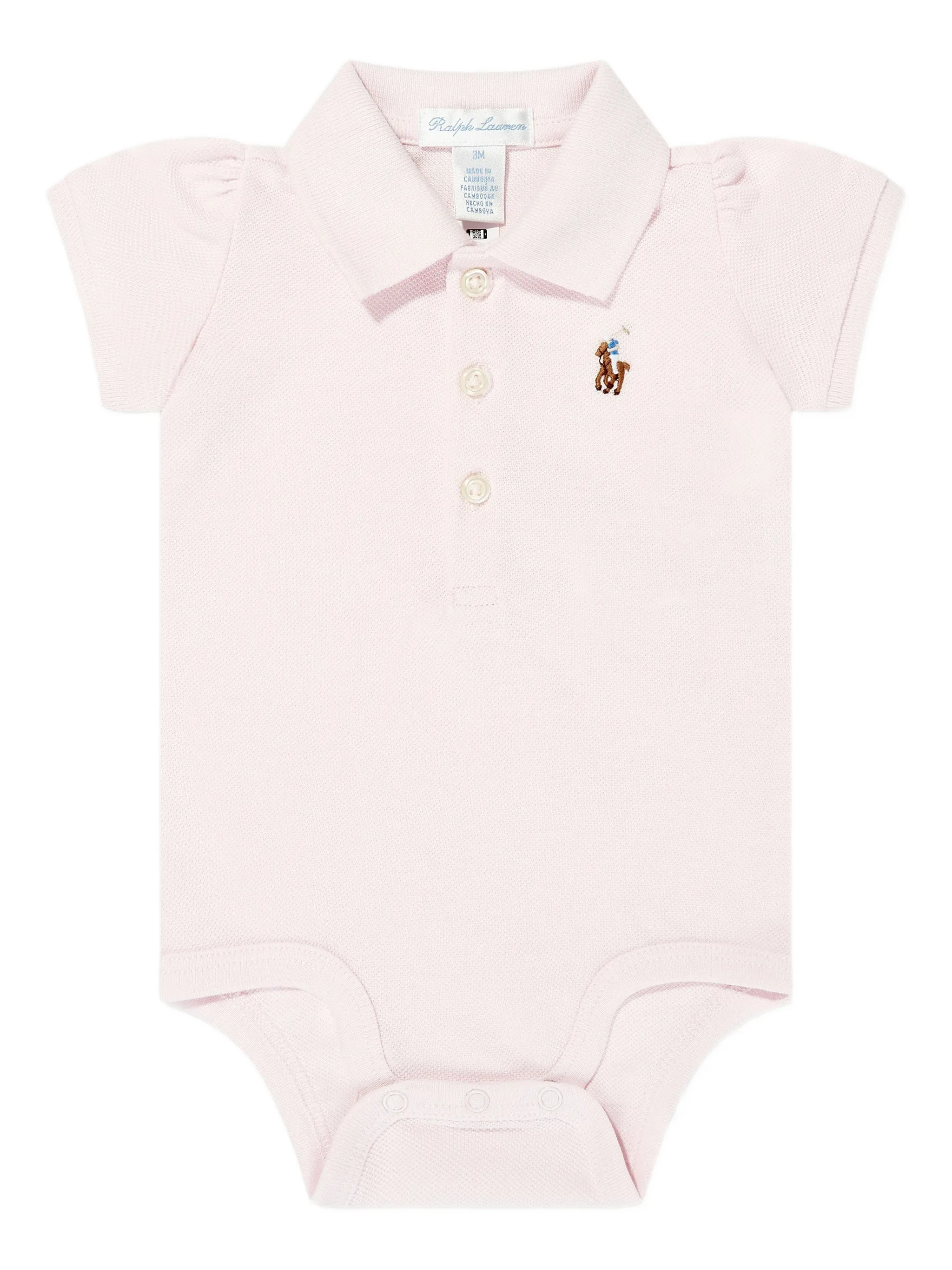Комбинезон для новорожденного с вышивкой Polo Ralph Lauren Kids, розовый — фото 3