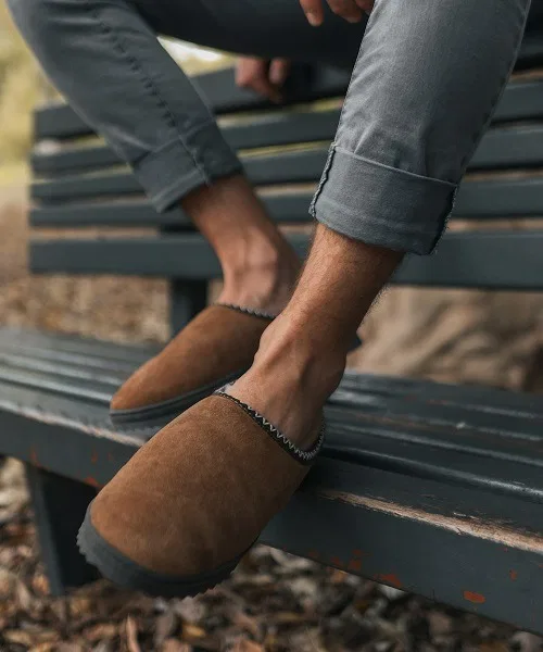 Мужские кожаные тапочки EMU Australia Platinum Outback Scuff бежевые