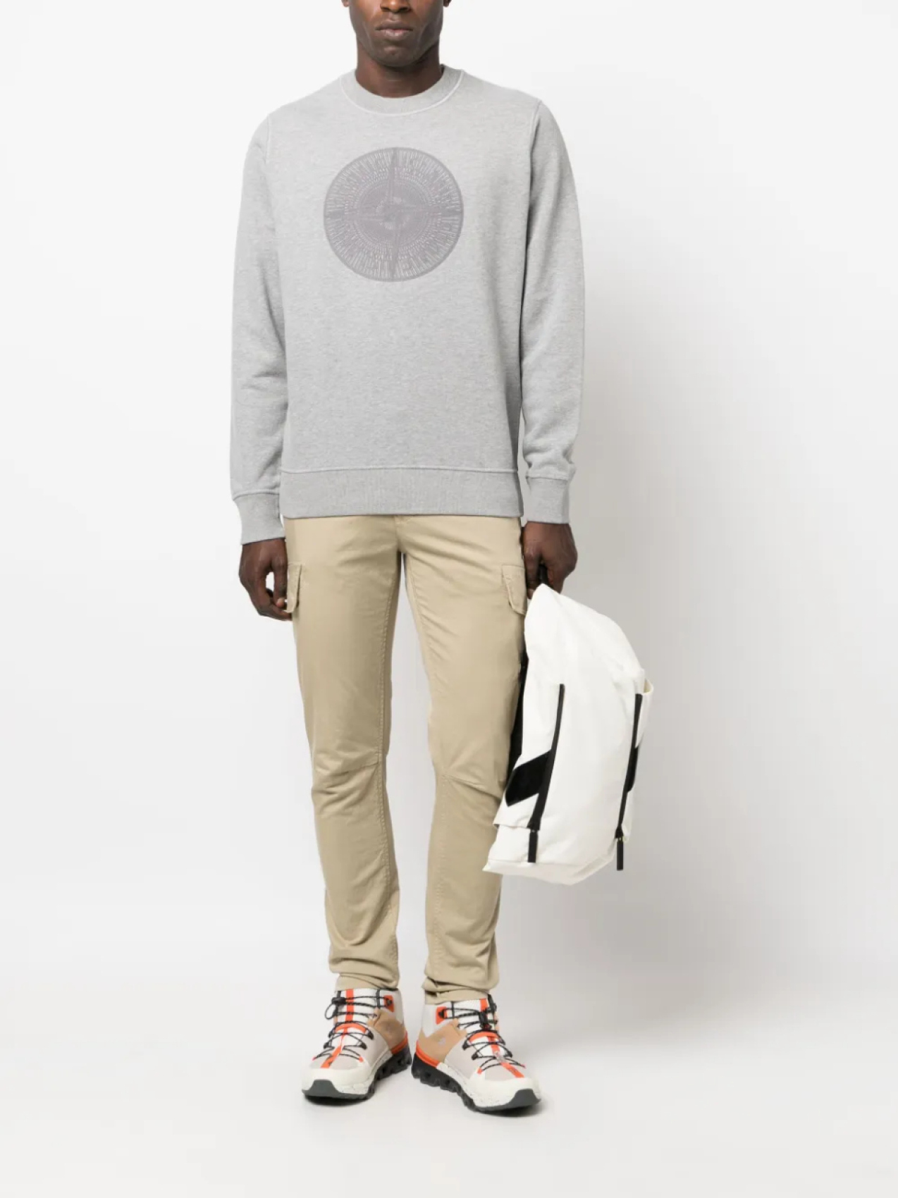 Stone Island толстовка с вышитым логотипом, серый — фото 2