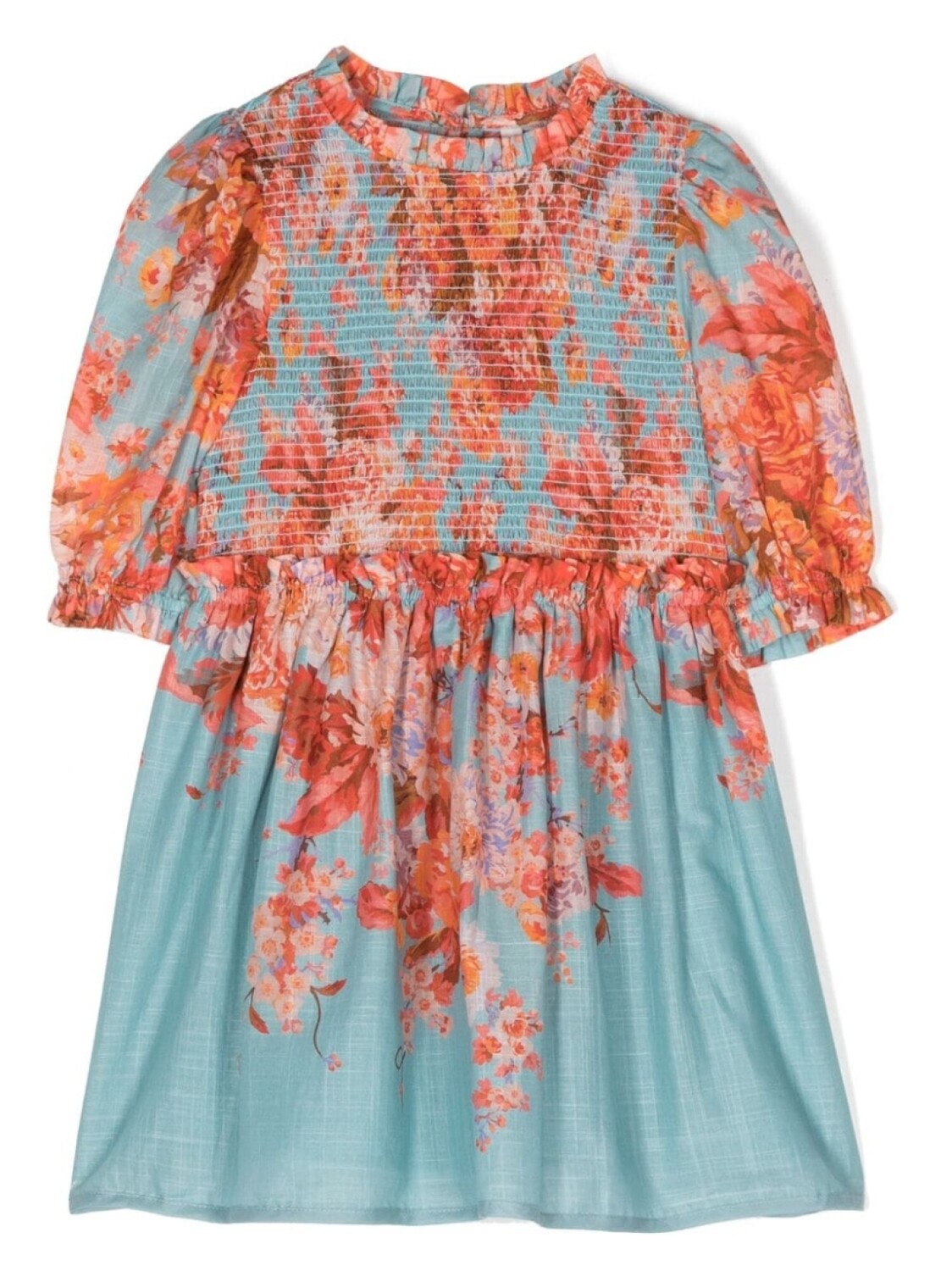 

ZIMMERMANN Kids фактурное платье с цветочным принтом, синий