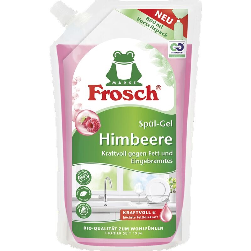 

Запасной пакет геля для мытья посуды малиновый Frosch, 800 ml