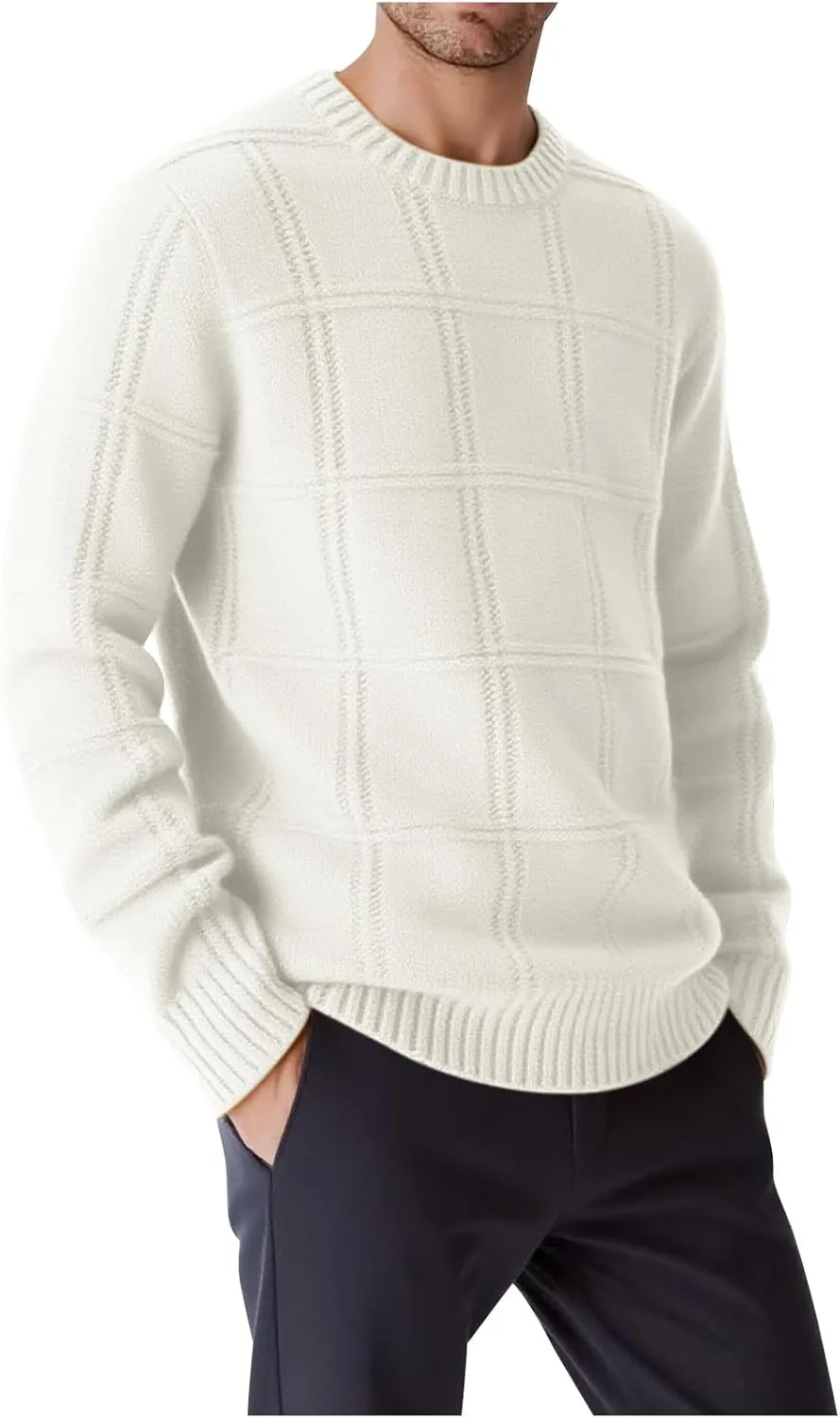 

Мужской свитер-пуловер с косой вязкой, Slim Fit, зимний, теплый